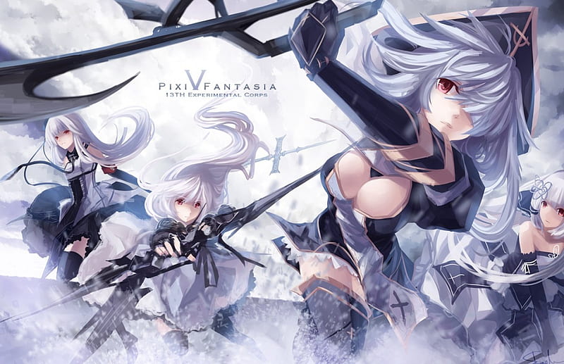 Anime Girl, fantasy, anime, white hair, girls, women, red eyes, HD ...