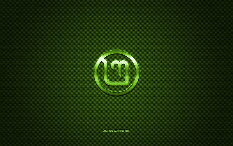 Linux Mint logo, green shiny logo, Linux Mint metal emblem, for Linux Mint, green carbon fiber texture, Linux, brands, creative art, HD wallpaper