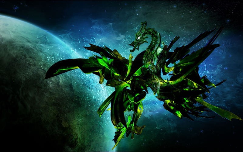 Green Dragon-Dragon theme artistic design, HD wallpaper