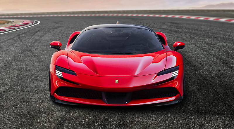 ferrari sf90 stradale, front view, red, supercars, Vehicle, HD wallpaper