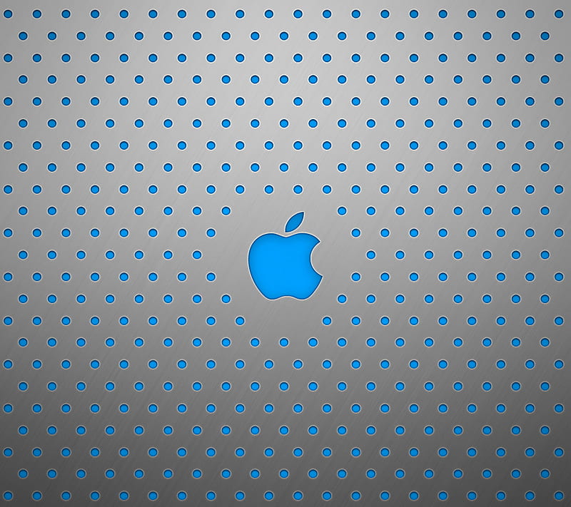 Apple Logo, aluminium, blue, grid, metallic, HD wallpaper