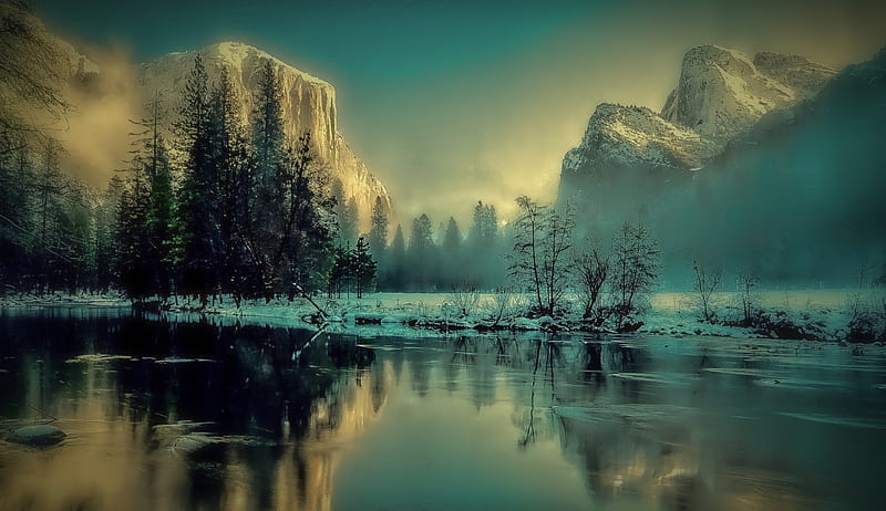 Yosemite Park Landscape Sunrise, yosemite, national-park, nature, mountains, HD wallpaper