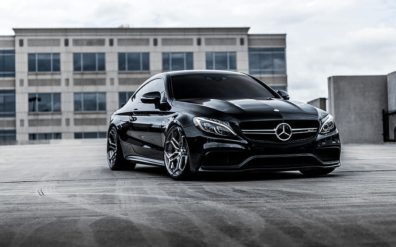 Velos XX Forged Wheels, tuning, 2017 cars, Mercedes-AMG C63S Coupe supercars, black C63S, Mercedes, HD wallpaper