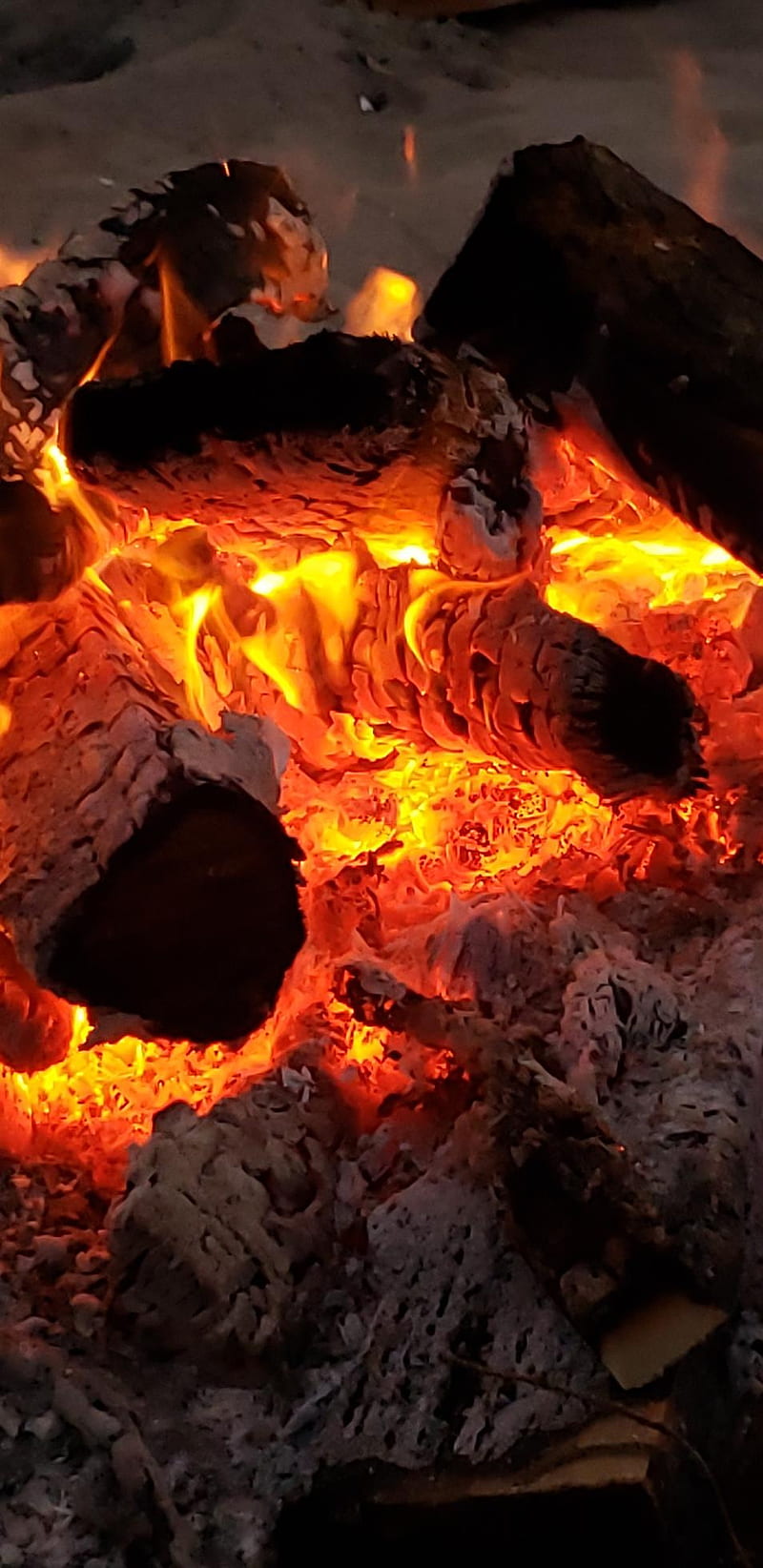 Calm fire, nature, coles, beauty, summer, relaxation, lava, music, HD ...