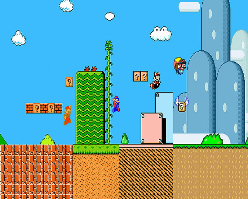 Mario Evolution, mario, n64, nes, nintendo, snes, super, HD wallpaper