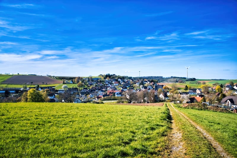 Path, meadow, houses, nature, grass, HD wallpaper | Peakpx