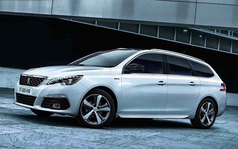 Peugeot 308 SW, 2018, White wagon, french cars, Peugeot, HD wallpaper
