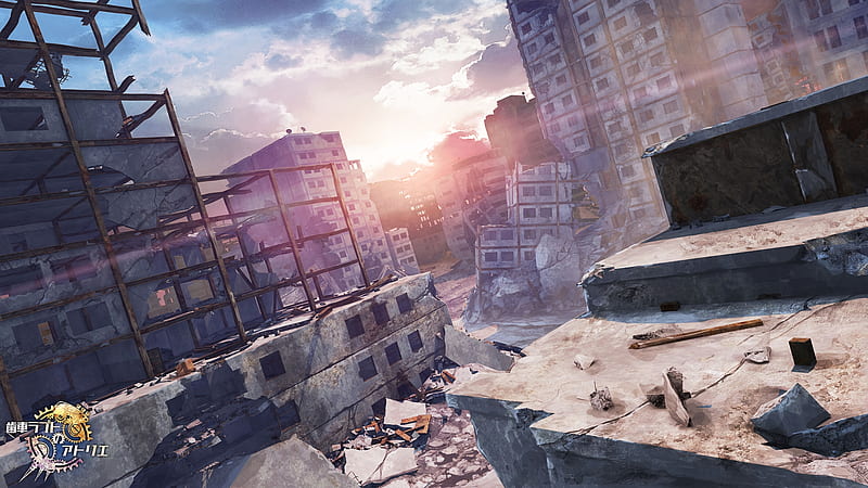 anime industrial area, post-apocalyptic, ruins, sunlight, scenic, Anime, HD wallpaper