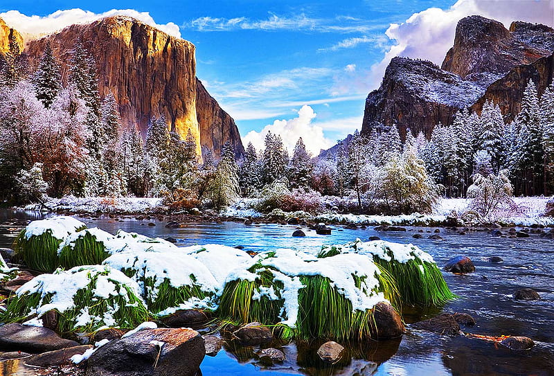 End of Winter in Yosemite, rocks california, landscape, cenario, nice, madera counties, scenario, mounts, landscapes, beauty, beauty of nature, paisage, rivers, yosemite national park, , paysage, merced river, cena, winter, peisaje, panorama, cool, mountains, awesome, hop, mariposa, spectacular, el capitan, sierra nevada, scenic, nat, bonito, seasons, valley united states, yosemite, graphy, stone, moss, east central california, scenery amazing, national parks, view, spectacle, yosemite valley, paisagem, usa, tuolumne, earth, scene, HD wallpaper