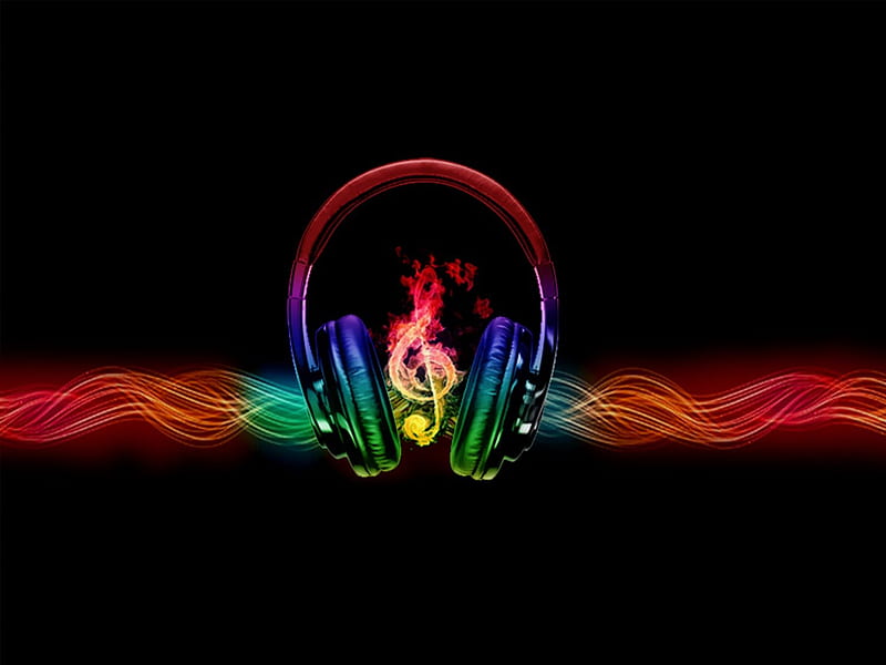 Music burn, headphones, color, burn, music, HD wallpaper