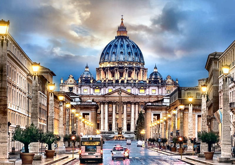 The Basilica of St. Peter F, architecture, St Peter Basilica, graphy, cityscape, wide screen, bonito, scenery, HD wallpaper