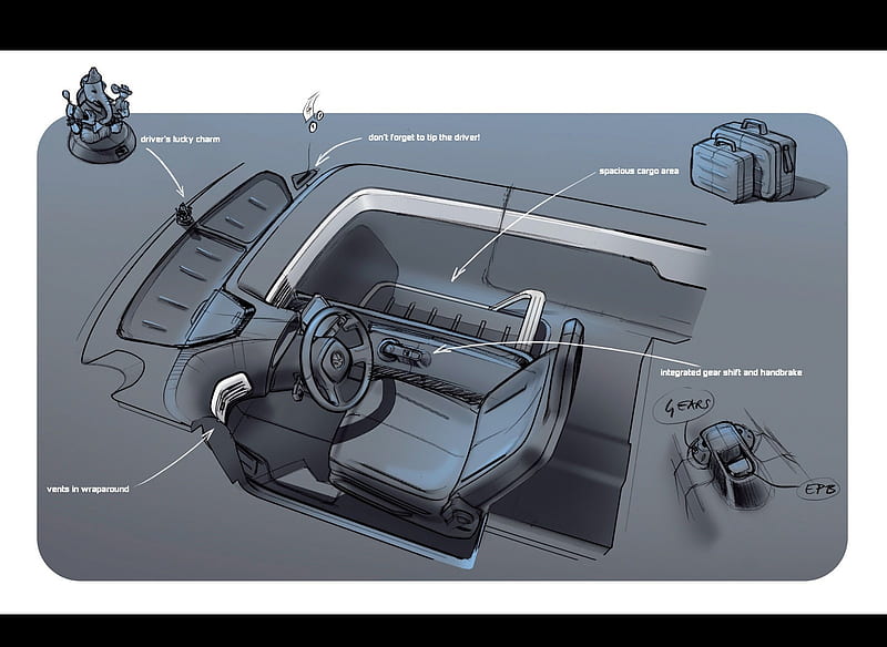 2010 Volkswagen Milano Taxi Concept - Technical Drawing, car, HD wallpaper