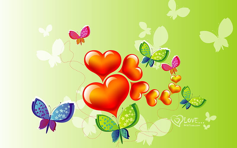 Butterfly love - Valentines Day heart-shaped design, HD wallpaper