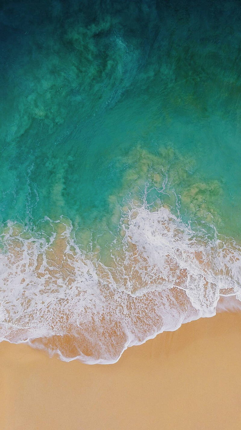 iOS 11 Sea, apple, beach, blue, iso, ocean, phone, seashore, sky, tropical, HD phone wallpaper