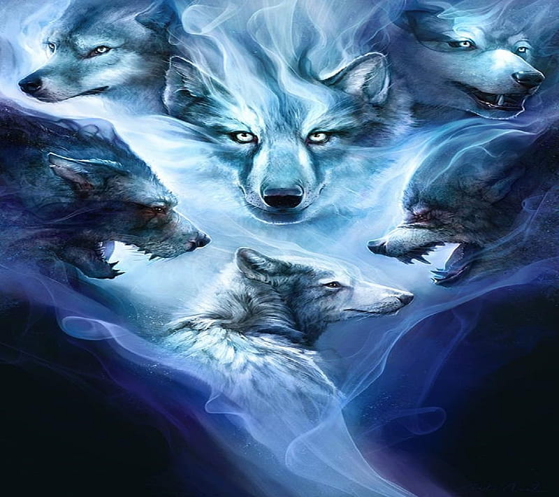 Wolves, bonito, dark, fantasy, HD wallpaper