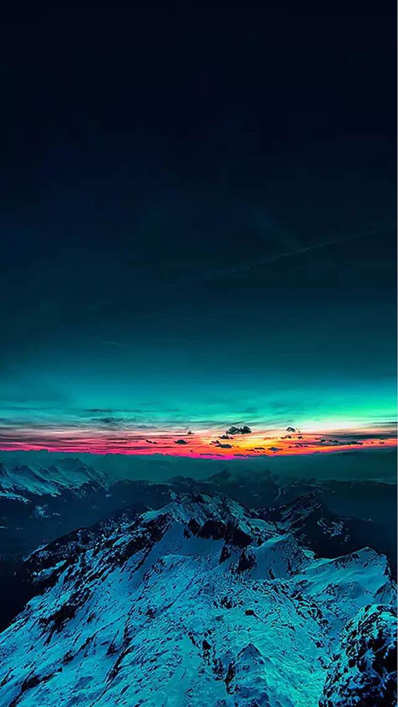 Red Sky from Mountain , background, ios, android, apple, HD phone wallpaper