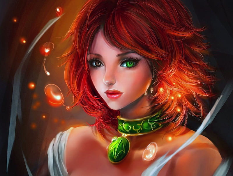 Ginger Hair with Green Eyes, arts, hair, red, fantasy, head, ginger, grreen, eye, HD wallpaper