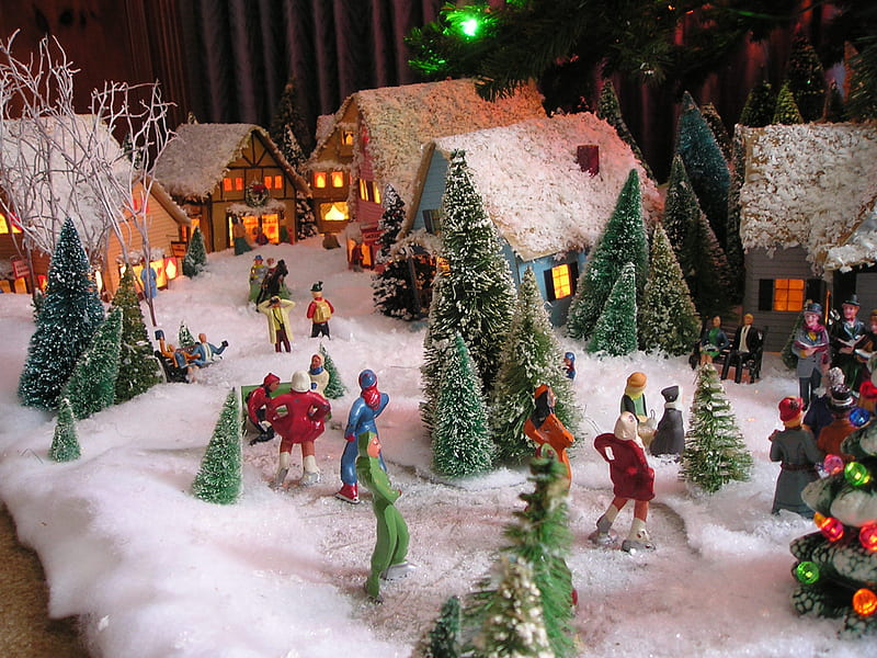 Christmas Village View1, brecksville, christmas, village, ohio, tradition, HD wallpaper