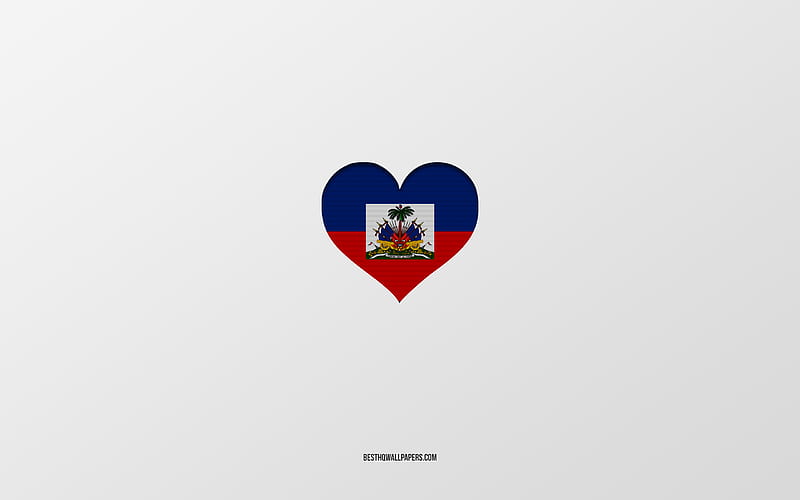 I Love Haiti, North America countries, Haiti, gray background, Haiti flag heart, favorite country, Love Haiti, HD wallpaper