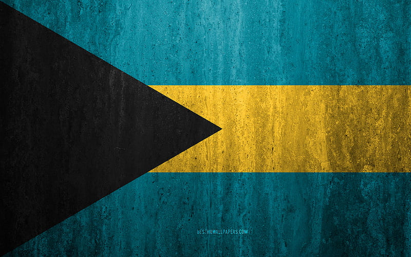 Flag of Bahamas stone background, grunge flag, North America, Bahamas flag, grunge art, national symbols, Bahamas, stone texture, HD wallpaper