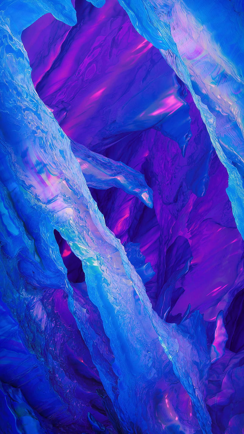 Crystals, abstract, amoled, blue, color, colorful, glass, purple, HD phone wallpaper