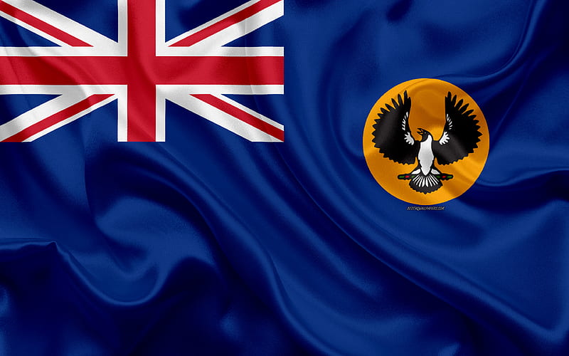 Flag of South Australia silk texture, national flag, Australian State, national symbol, South Australia, flag, Australia, HD wallpaper