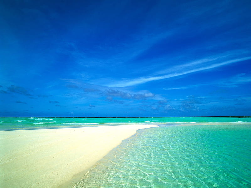 blue sea and sandy beaches surrounded by, HD wallpaper