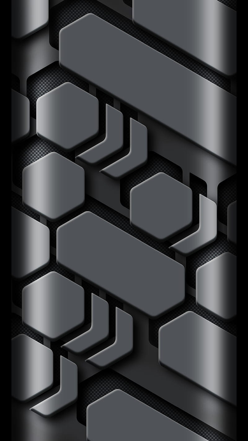 Black 133, hex, patterns, shapes, silver, HD phone wallpaper