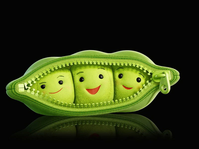 Pea time, cute, green, peas, zip, vegetable, HD wallpaper
