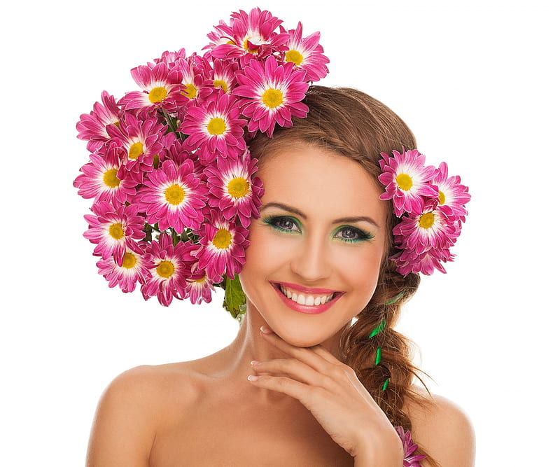 Beauty Smile Modrl Woman Girl Hand Flower Face Pink Hd Wallpaper Peakpx 8041