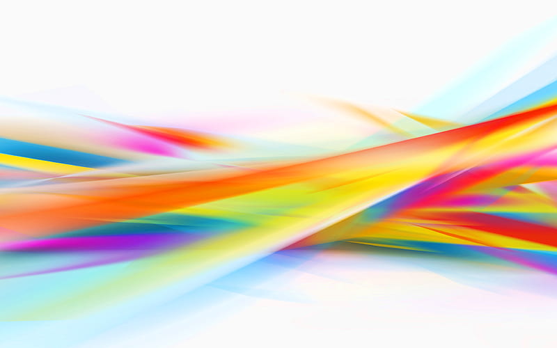 colorful 3D lines artwork, colorful rays, white backgrounds, 3D art, HD wallpaper