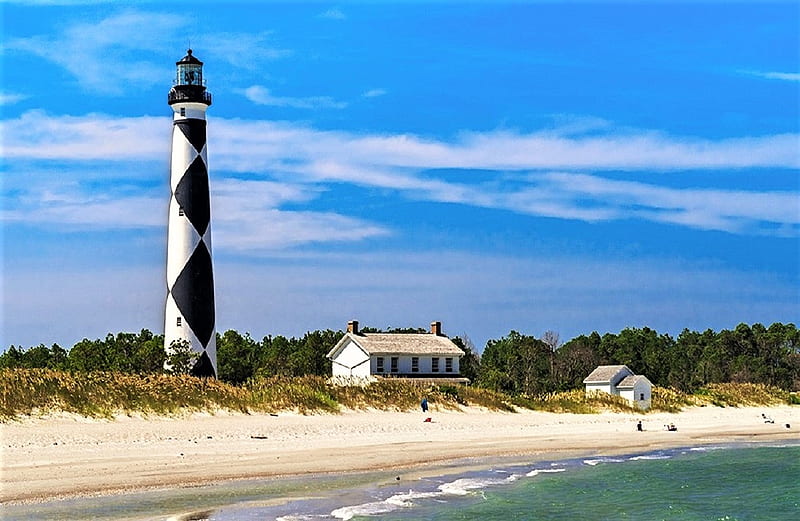 Cape Lookout Lighthouse,NC, beach, Lighthouse, Cape Lookout, North Carolina, HD wallpaper