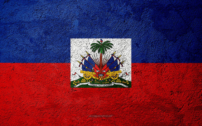 Flag of Haiti, concrete texture, stone background, Haiti flag, North America, Haiti, flags on stone, HD wallpaper