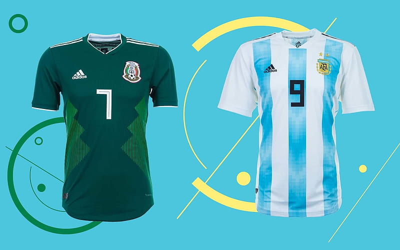 Mexico vs Argentina, football, art, 2018 FIFA World Cup, Russia 2018, T-shirts, HD wallpaper