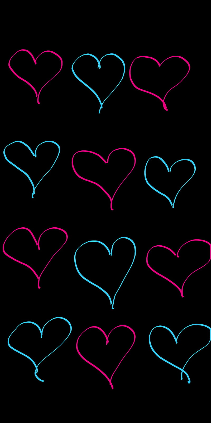 corazones, effects, heart, love, neon, HD phone wallpaper