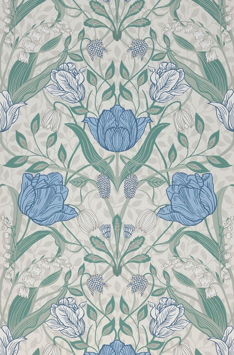 Anita (Cream, Grey blue, Mint grey, Mint turquoise, Pigeon blue, White), Blue and White Floral, HD phone wallpaper
