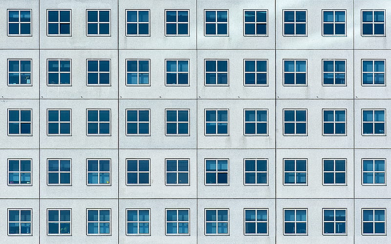 background with windows, building wall with windows, blue windows, house texture, house facade background, HD wallpaper