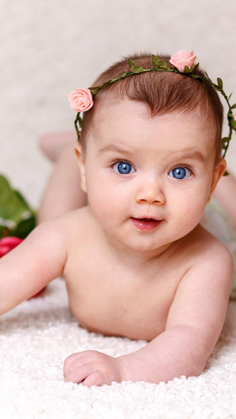 Cute Baby , Rose flowers, Adorable, Blue eyes, Cute, cool baby, HD phone wallpaper