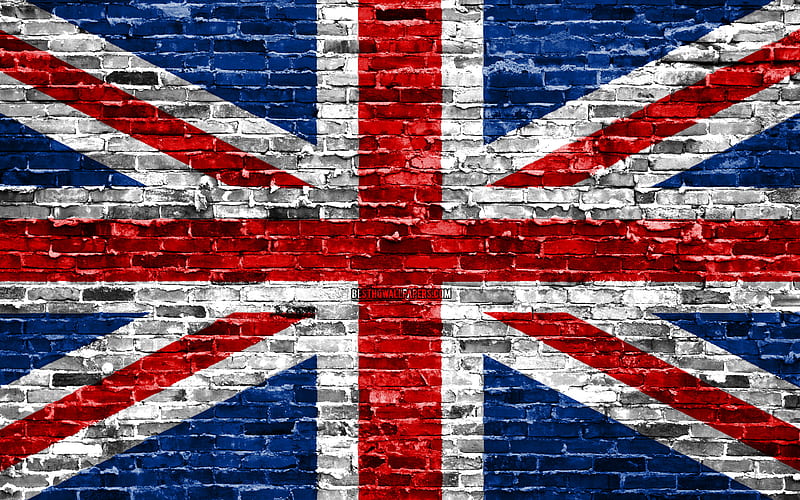 United Kingdom flag, bricks texture, Europe, national symbols, Flag of United Kingdom, Union Jack, brickwall, United Kingdom 3D flag, UK flag, European countries, United Kingdom, HD wallpaper