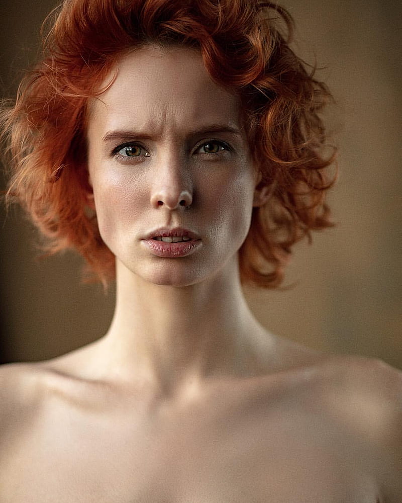Aleksey Trifonov, women, model, redhead, bare shoulders, portrait, HD phone wallpaper