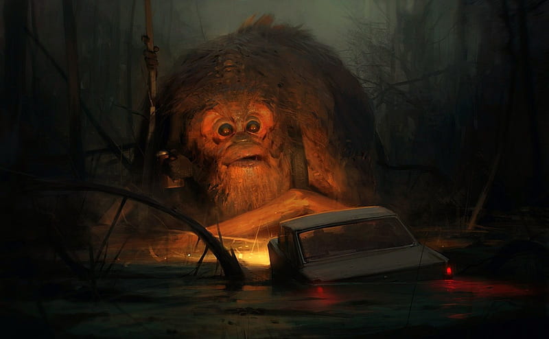 Could this be 'Bigfoot'???? 'lol', eerie, monster, creature, dark, HD wallpaper