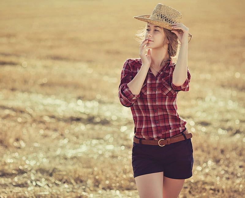 dom in the country, cute, country, cowgirl, hat, HD wallpaper