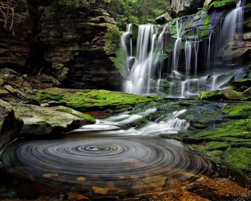 circular heart taking waterfall, waterfall, best, nature, watery, HD wallpaper