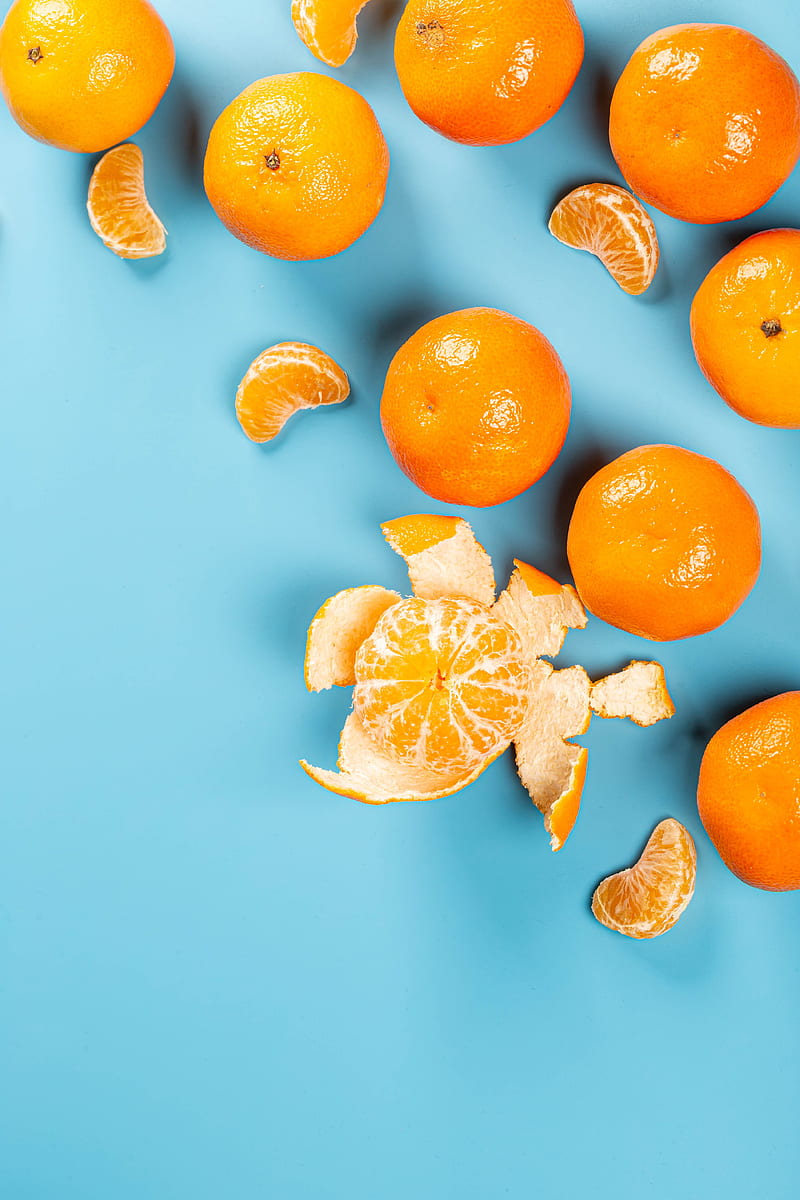 tangerines, fruits, citrus, slices, orange, HD phone wallpaper