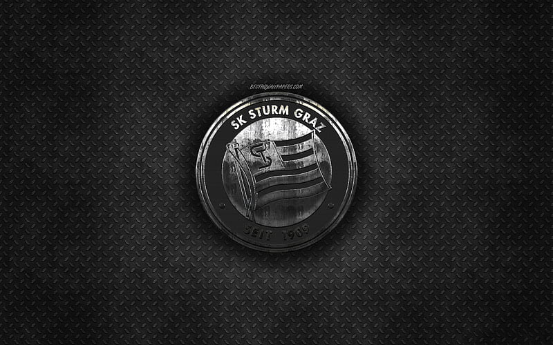 SK Sturm Graz, Austrian football club, black metal texture, metal logo, emblem, Graz, Austria, Austrian Football Bundesliga, creative art, Bundesliga, football, HD wallpaper