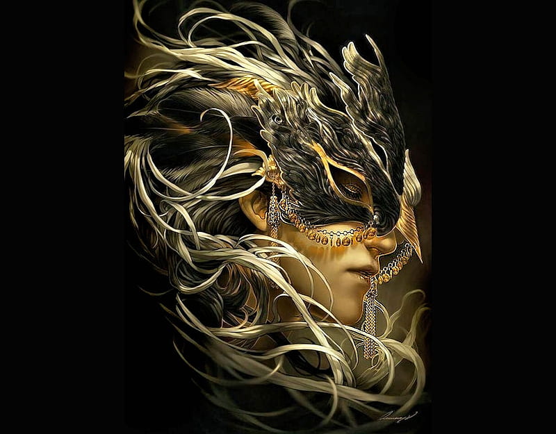 Golden Mask, color on black, women are special, masking you to join, album, female trendsetters, HD wallpaper