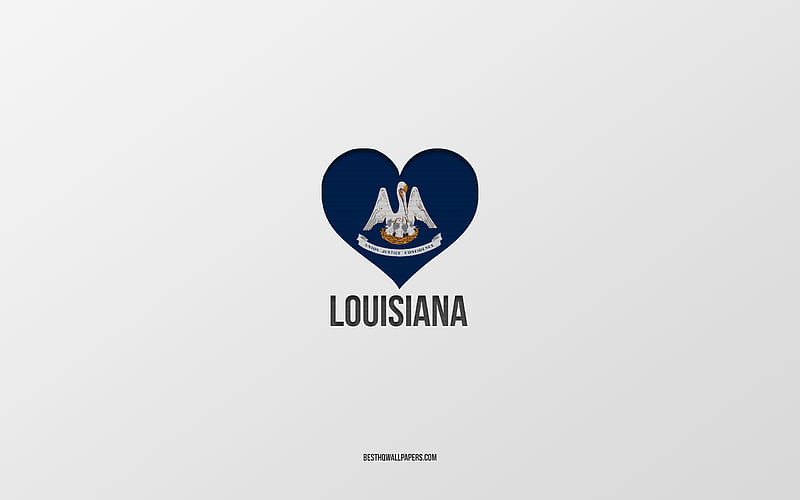 I Love Louisiana, American States, gray background, Louisiana State, USA, Louisiana flag heart, favorite cities, Love Louisiana, HD wallpaper