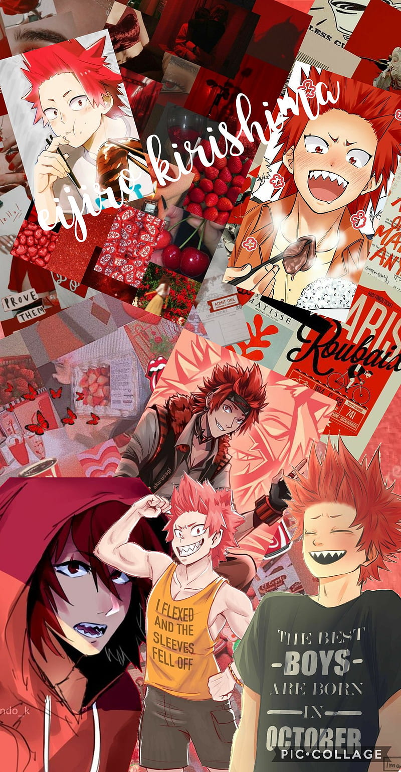 Eijiro kirishima, red, red riot, mha, bnha, cute, anime, HD phone wallpaper