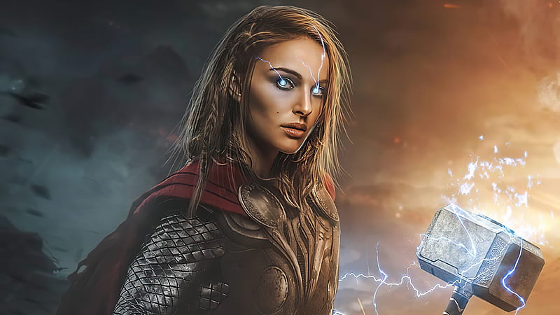 Lady Thor Love And Thunder 2021, thor-love-and-thunder, thor, movies, 2021-movies, artwork, natalie-portman, HD wallpaper