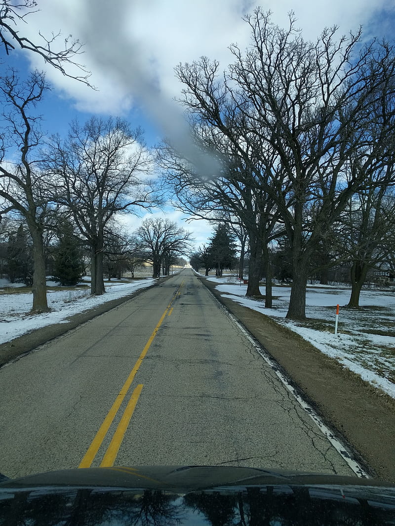 Wisconsin Winter, drive, lonely, road, roads, snow, travel, winter, wisconsin, HD phone wallpaper